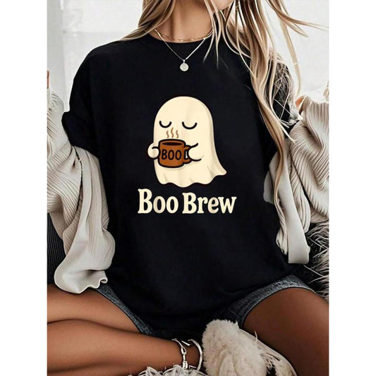 Unisex Ghost Coffee T-Shirt Featuring Fun Halloween Design and Caffeine Theme in 100 Cotton