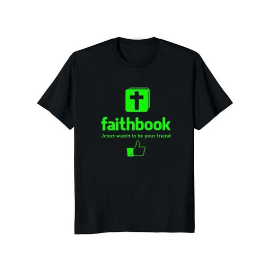 Summer Casual Black Short Sleeve Christian Faithbook Slogan T Shirt for Men
