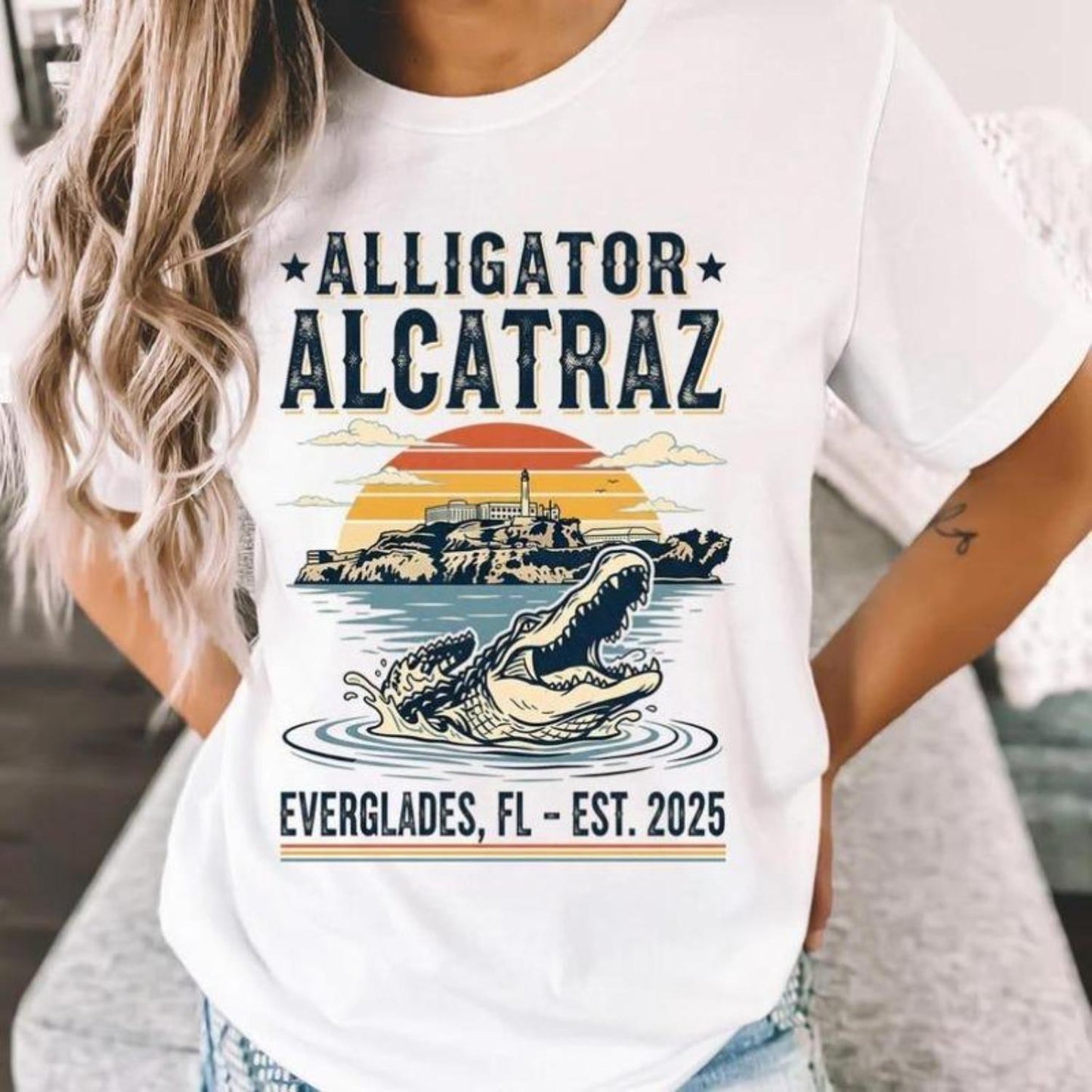 Alligator Alcatraz Parody Shirt for Youth and Adults Featuring Humorous Florida Swamp Graphics