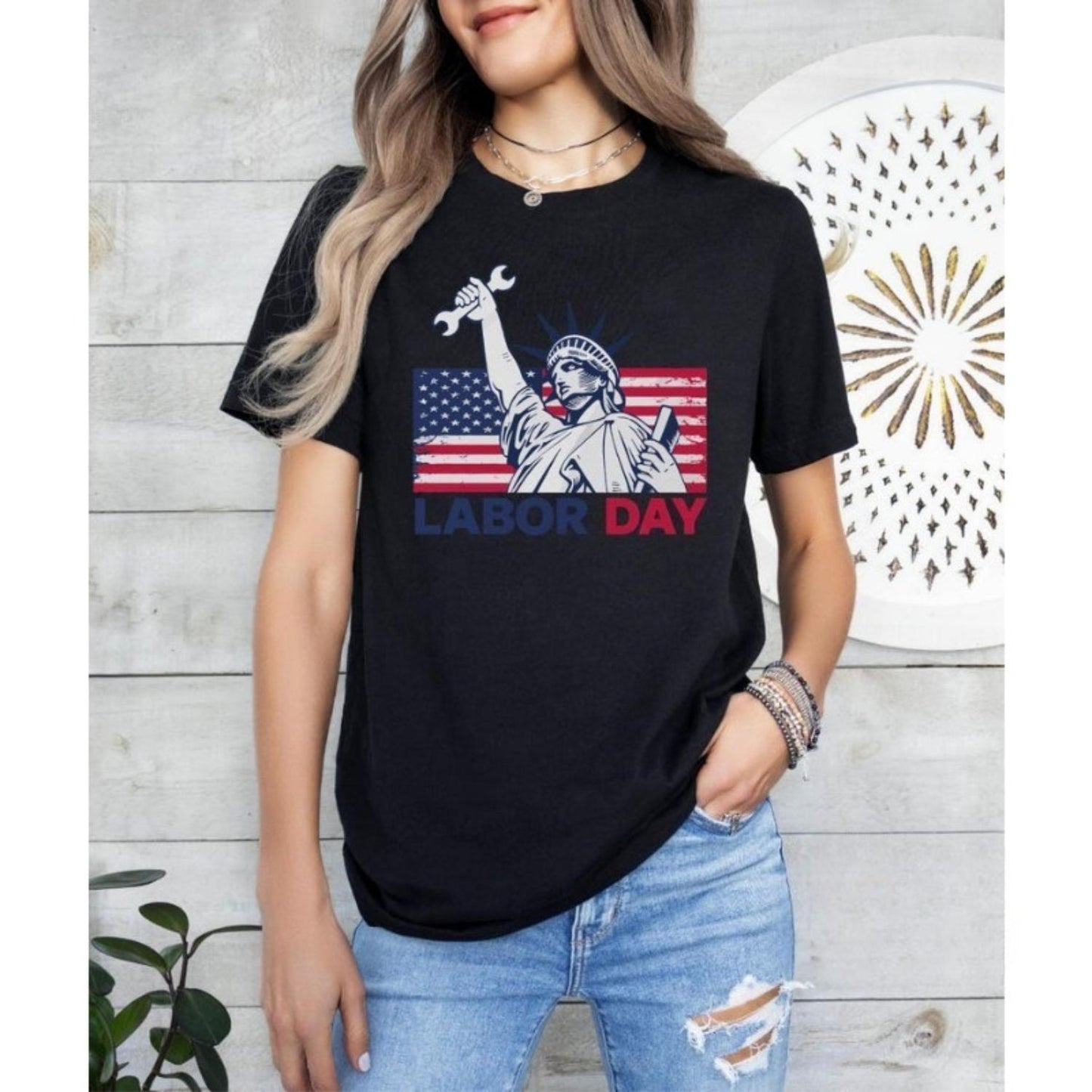 Patriotic Liberty Worker T Shirt for Labor Day American Labor Celebration Gift