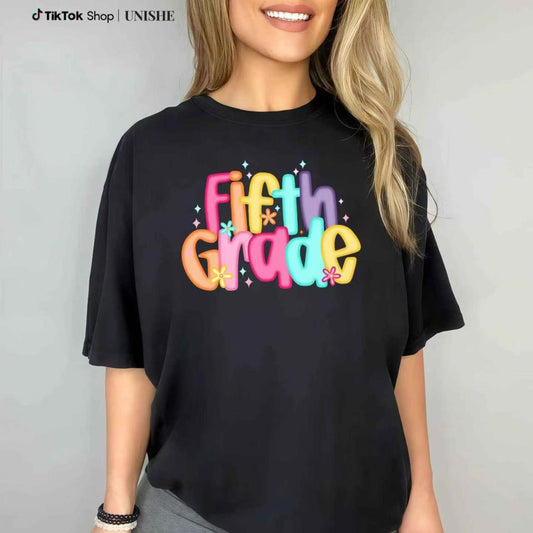 Colorful Playful Fifth Grade T Shirt Ideal for Back to School and Students