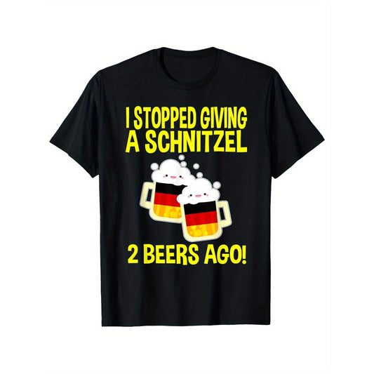 Humorous Oktoberfest Schnitzel German Beer Drinking TShirt for Men Black 180G Cotton Casual Wear Ideal for Spring and Summer Comfortable Loose Fit Soft Fabric