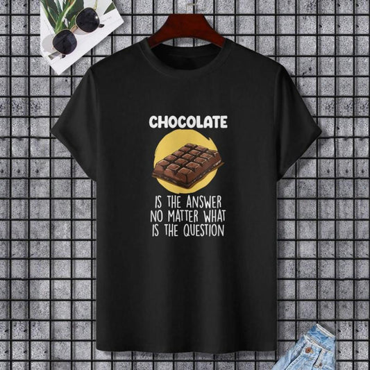 Humorous Chocolate Lover Quote TShirt Featuring Milk and Bar Designs Crafted from 100 Cotton Single Side Print Black Short Sleeve Suitable for Fathers Day Gift for Family and Dad