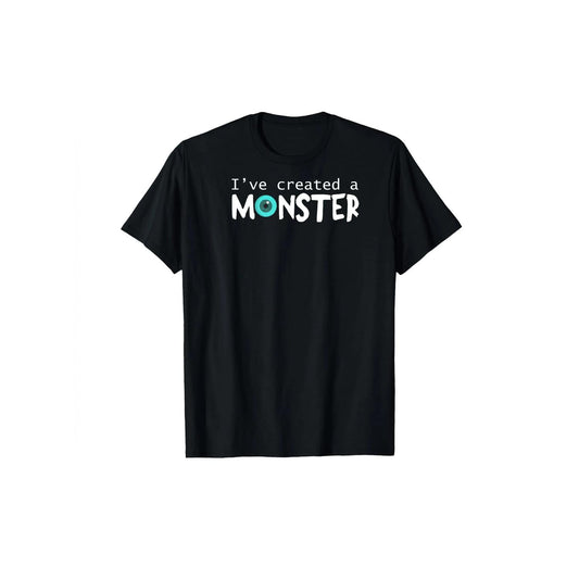 Matching Dad and Son TShirts I Created a Monster Humorous Black Cotton Short Sleeve Round Neck Casual Machine Washable