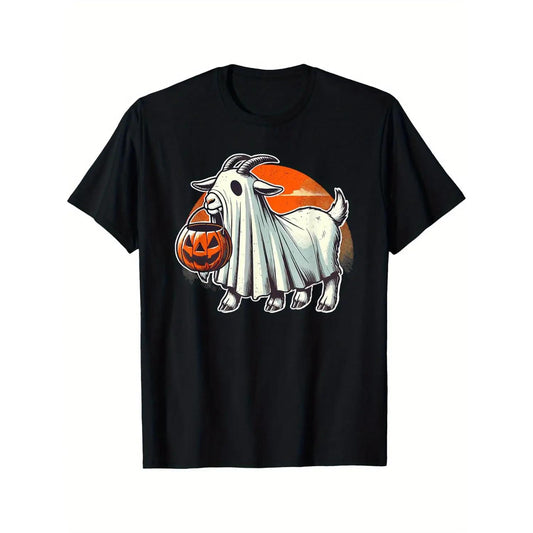 Humorous Ghost Walking With Three Dogs Halloween TShirt Unisex Casual Fall Holiday Gift for Men Women Family Friends