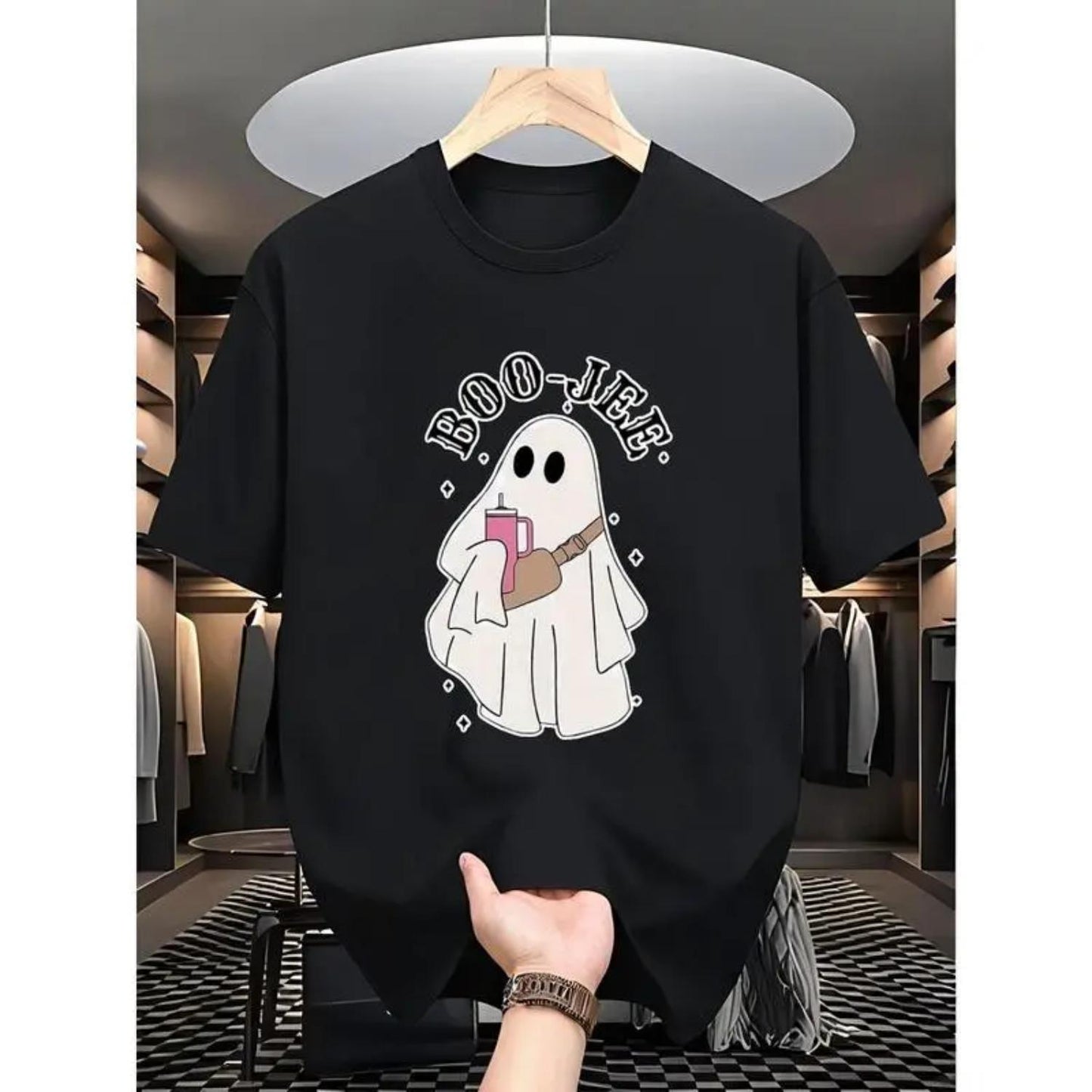 Halloween Music Ghost T Shirt For Men Black Casual Short Sleeve Sports Tee