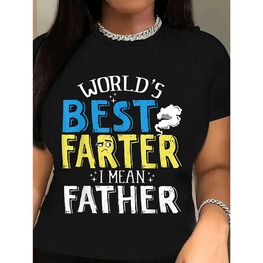 Humorous Womens Graphic TShirt Celebrating Fathers Day with Bold Color Block Text and Star Design Comfortable Breathable Casual Gift for Dad