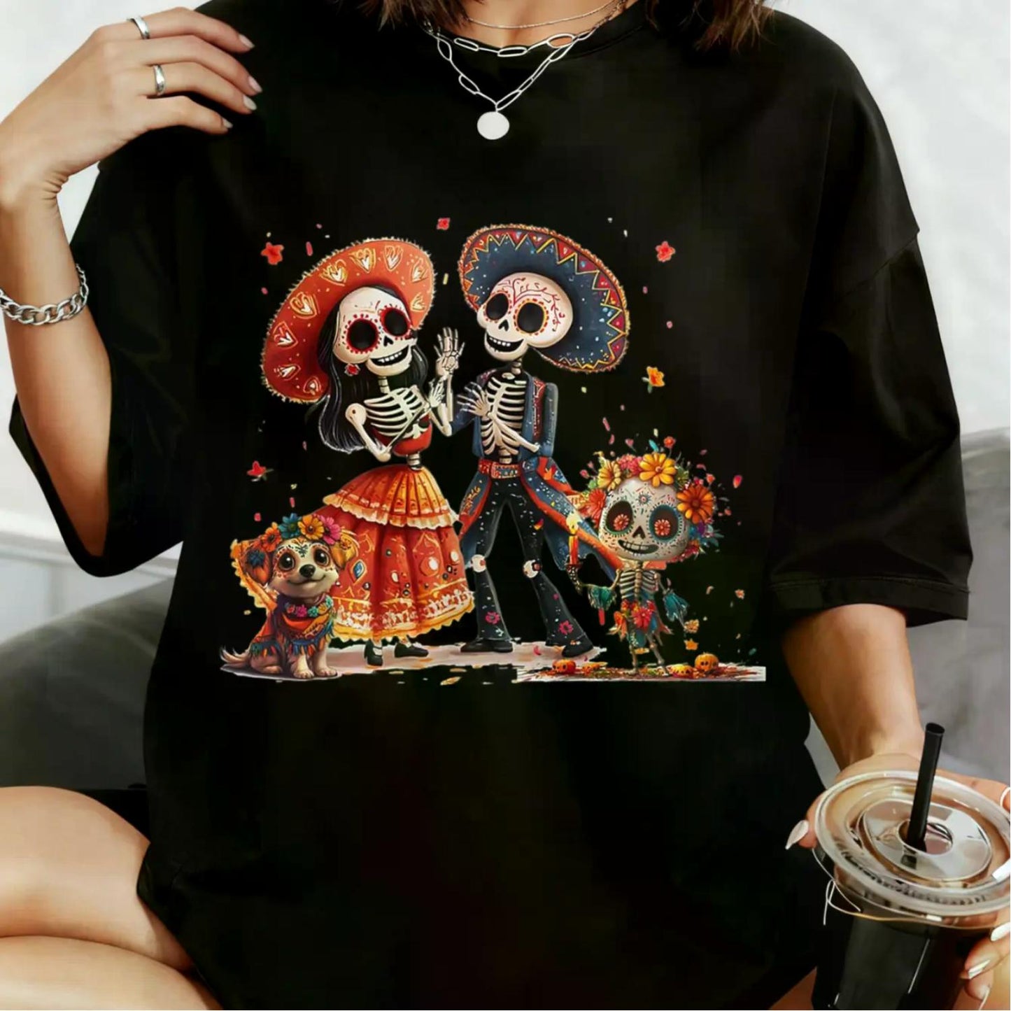 Elegant Day of The Dead Women Sugar Skull TShirt Vintage Inspired Design
