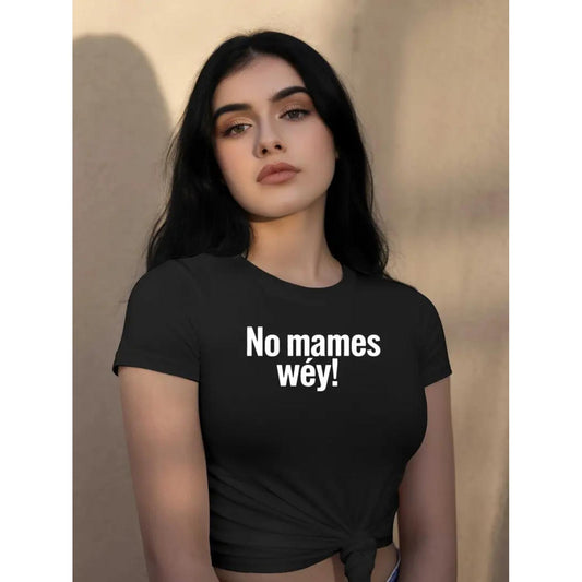 No Mames W¨¦y Womens Graphic Crop Top Soft Cotton Trendy Casual Fit Perfect Y2K Style for Teens and Daily Wear