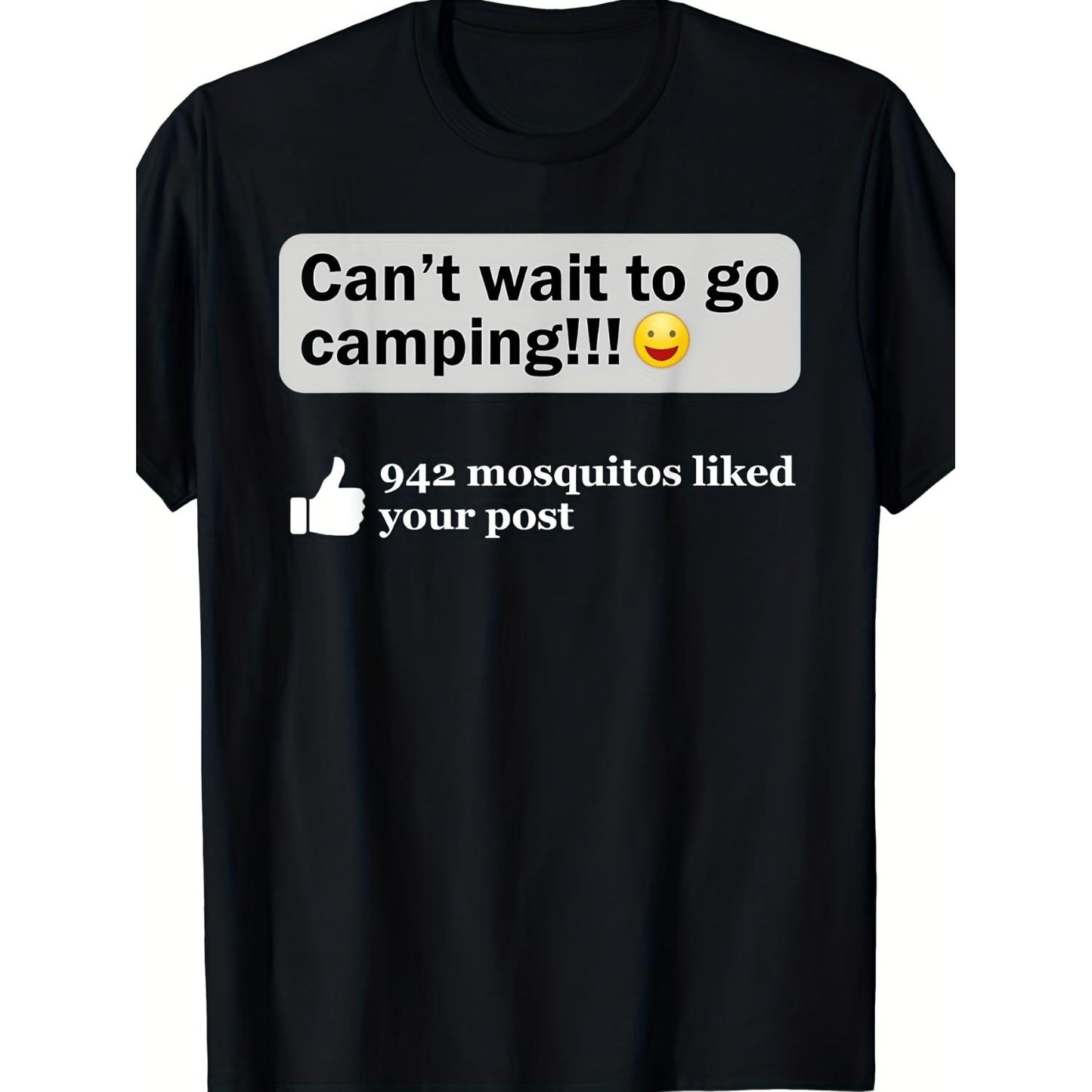 Lightweight Breathable Mosquito Design T shirt for Men Perfect for Hiking Beach Outdoors and Camping Adventures Funny Cant Wait to Go Camping Graphic Tee Machine Washable Black Casual Top for Outdoor Fans