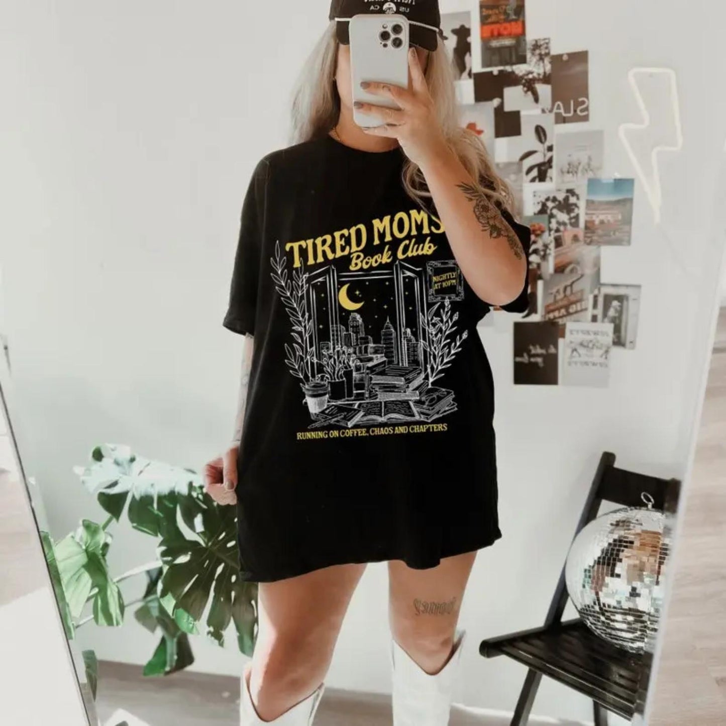 Tired Moms Club T Shirt for Book Lovers Fall Book Club Gift for Bookish Enthusiasts and Motherhood Book Swag