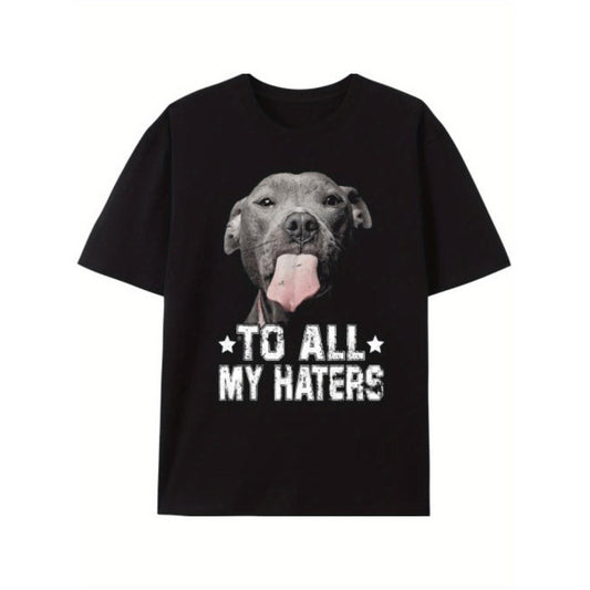 Humorous Animal Men TShirt Featuring Pitbull and The Haters Tribute