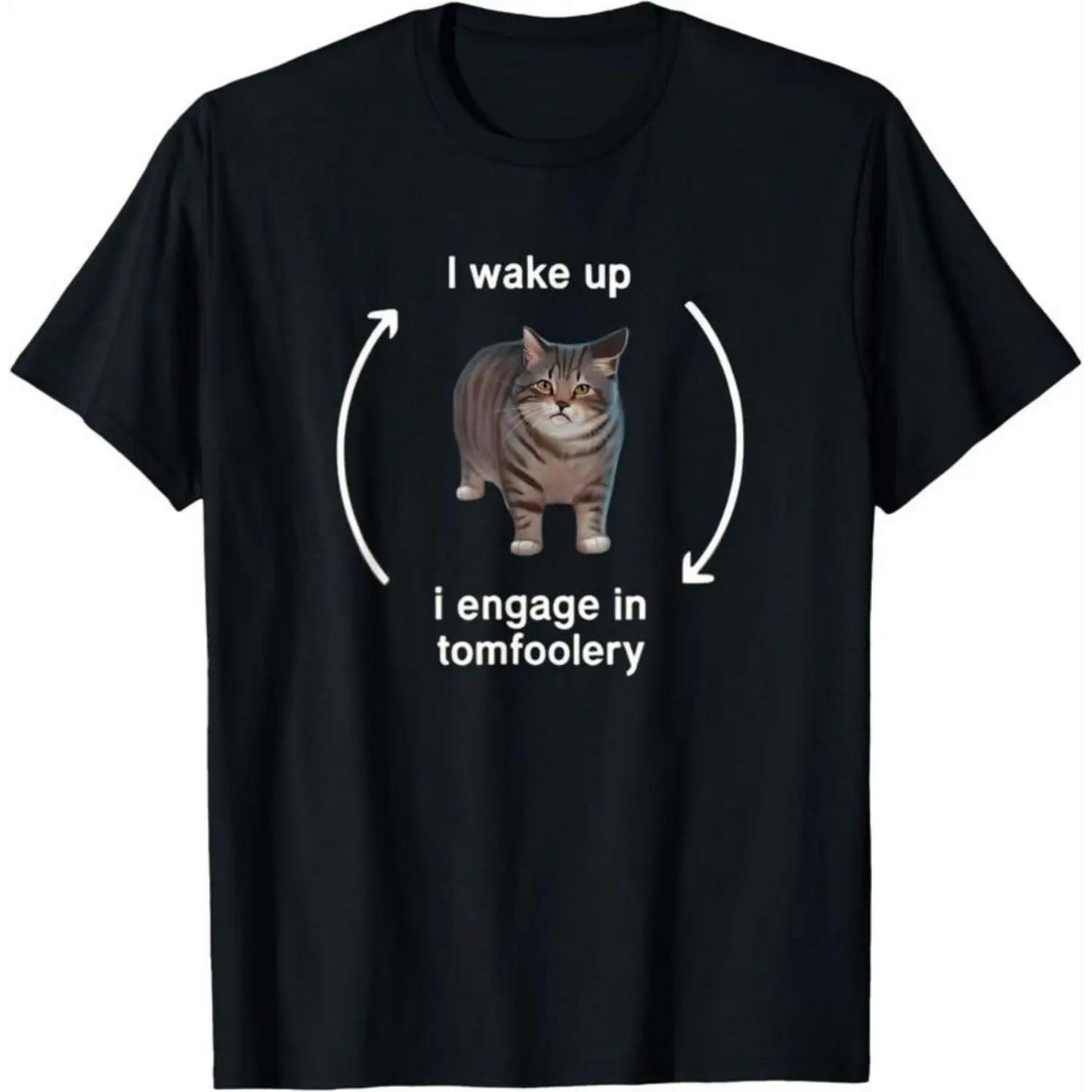 Cotton Cat Meme T Shirt Waking Up Engaging In Fun Streetwear Dtf Printing