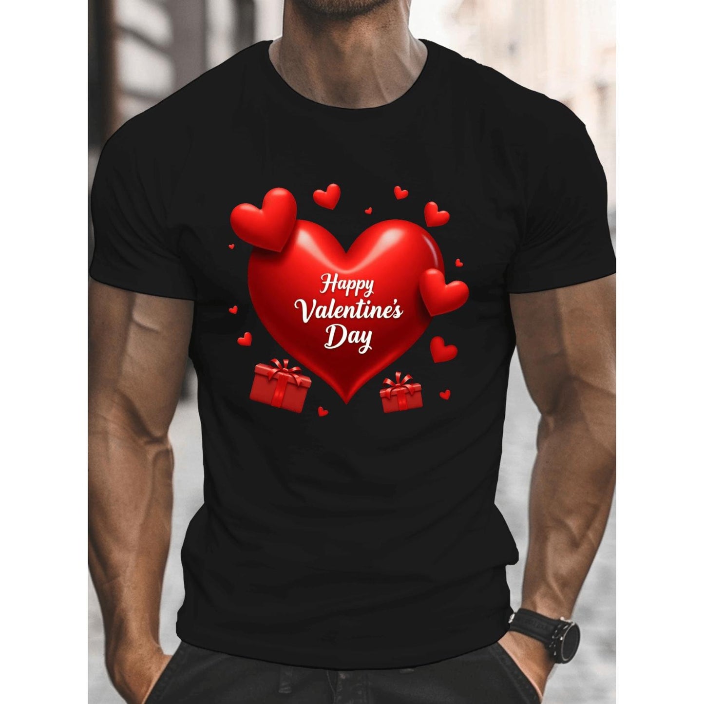 Valentines Day Heart Graphic Plus Size Casual Short Sleeve Crew Neck Tee for Summer