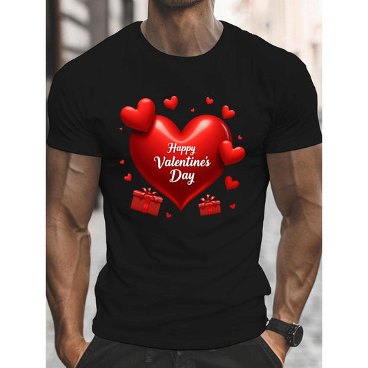 Valentines Day Heart Graphic Plus Size Casual Short Sleeve Crew Neck Tee for Summer