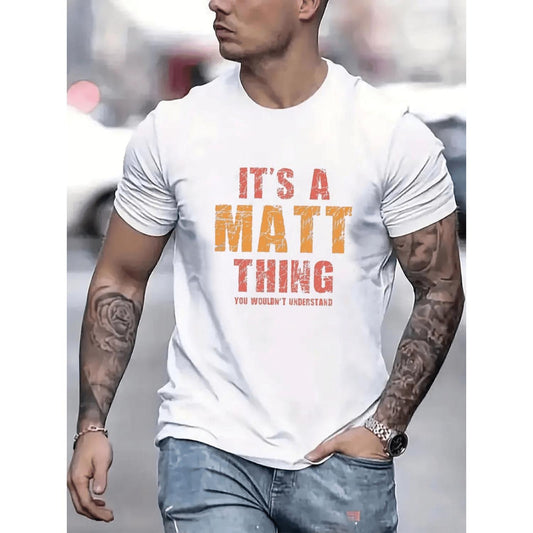 Men's Comfortable Crew Neck Casual Cotton Short Sleeve Soft Breathable TShirt for Summer and Spring Streetwear with Trendy Letter Print