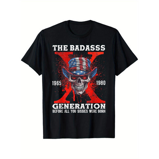 Vintage 80s Retro TShirt Featuring Born to Be Tough Guy Graphic with Skull and American Flag Design Unisex Loose Fit Sizes S to 5XL Ideal for Nostalgic Gifts and Casual Streetwear for Birthdays Christmas and Family Celebrations