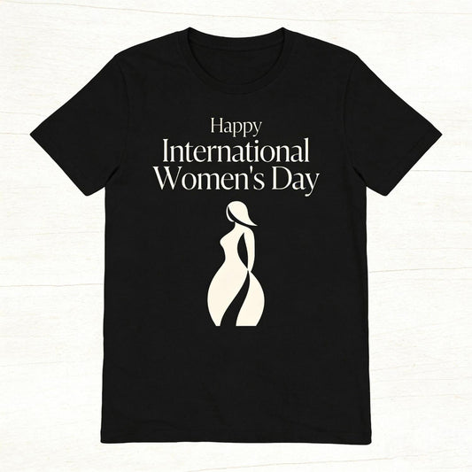 Casual Black Cotton TShirt Celebrating International Women's Day Comfortable Daily Wear