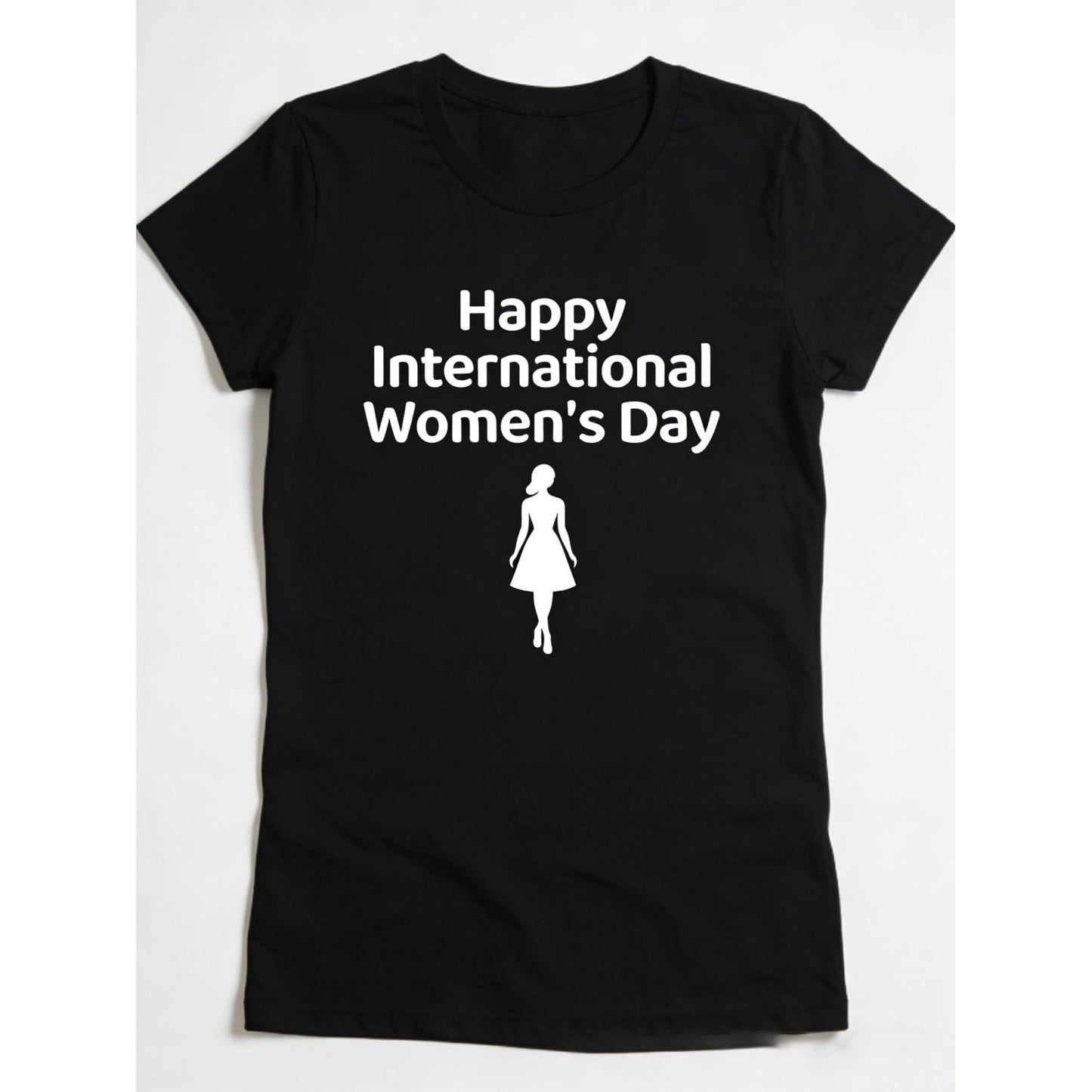 International Womens Day Black Cotton Short Sleeve T-Shirt