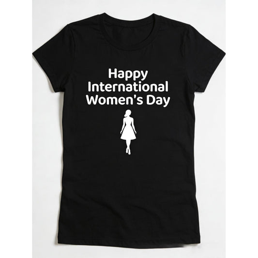 International Womens Day Black Cotton Short Sleeve T-Shirt