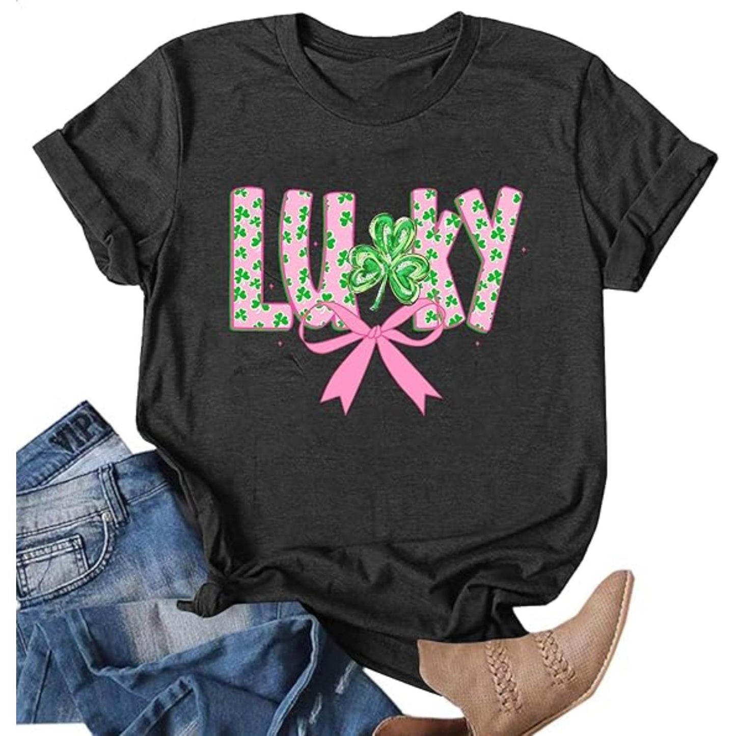 Women S St Patrick Day Shirts Green Shamrock Tee Clover Irish Casual Short Sleeve Tops