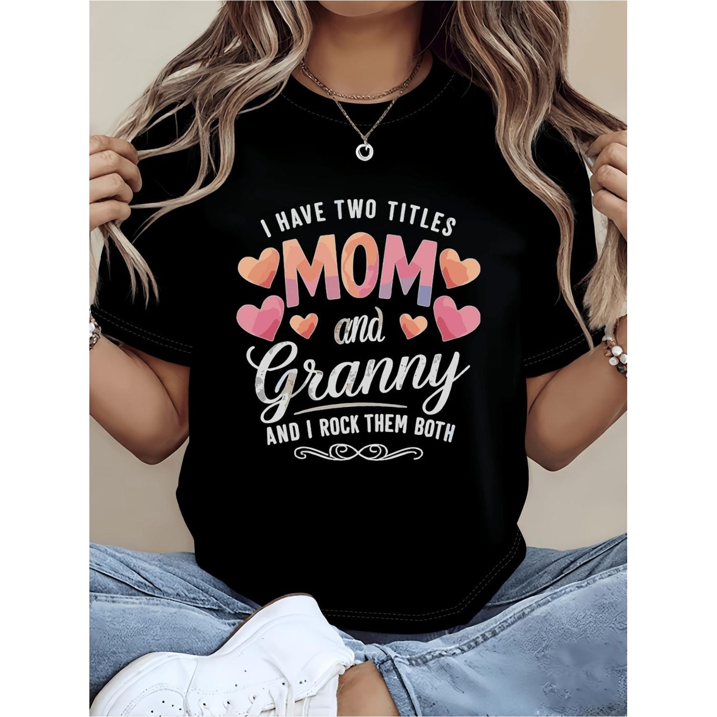 Celebrate Mother and Grandmother Titles with a Comfortable Crew Neck TShirt Embrace Family Joy and Local Delivery
