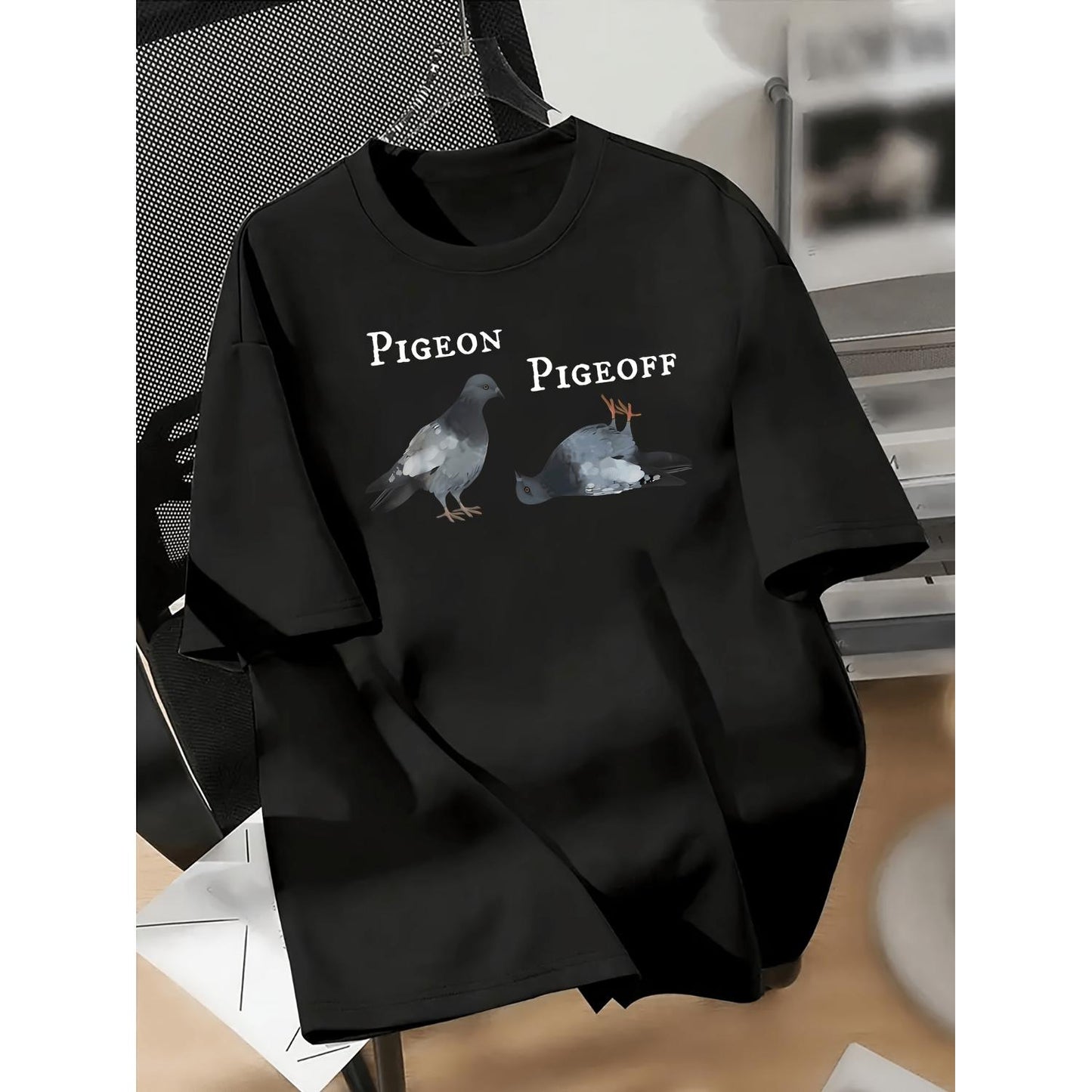 Pigeon Graphic Print Streetwear TShirt for Men and Women Ideal for Couples in Fashionable Urban Style