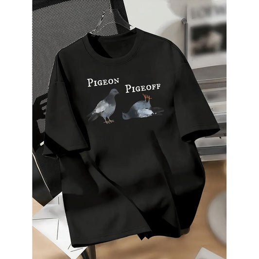 Pigeon Graphic Print Streetwear TShirt for Men and Women Ideal for Couples in Fashionable Urban Style