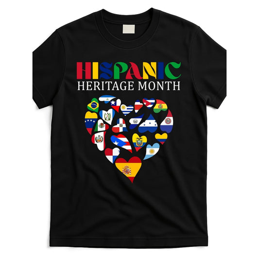 Mens Hispanic Heritage Month T-Shirt Celebrating Latin American and Spanish Cultures Featuring Flag Heart Design with Spanish Text Comfortable Cotton Casual Short Sleeve Tee for Cultural Events and Heritage Celebrations
