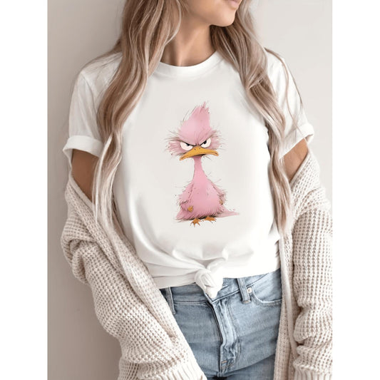 Plus Size Cartoon Print Crew Neck Short Sleeve TShirt Ideal for Spring and Summer Ladies Plus Size Clothing