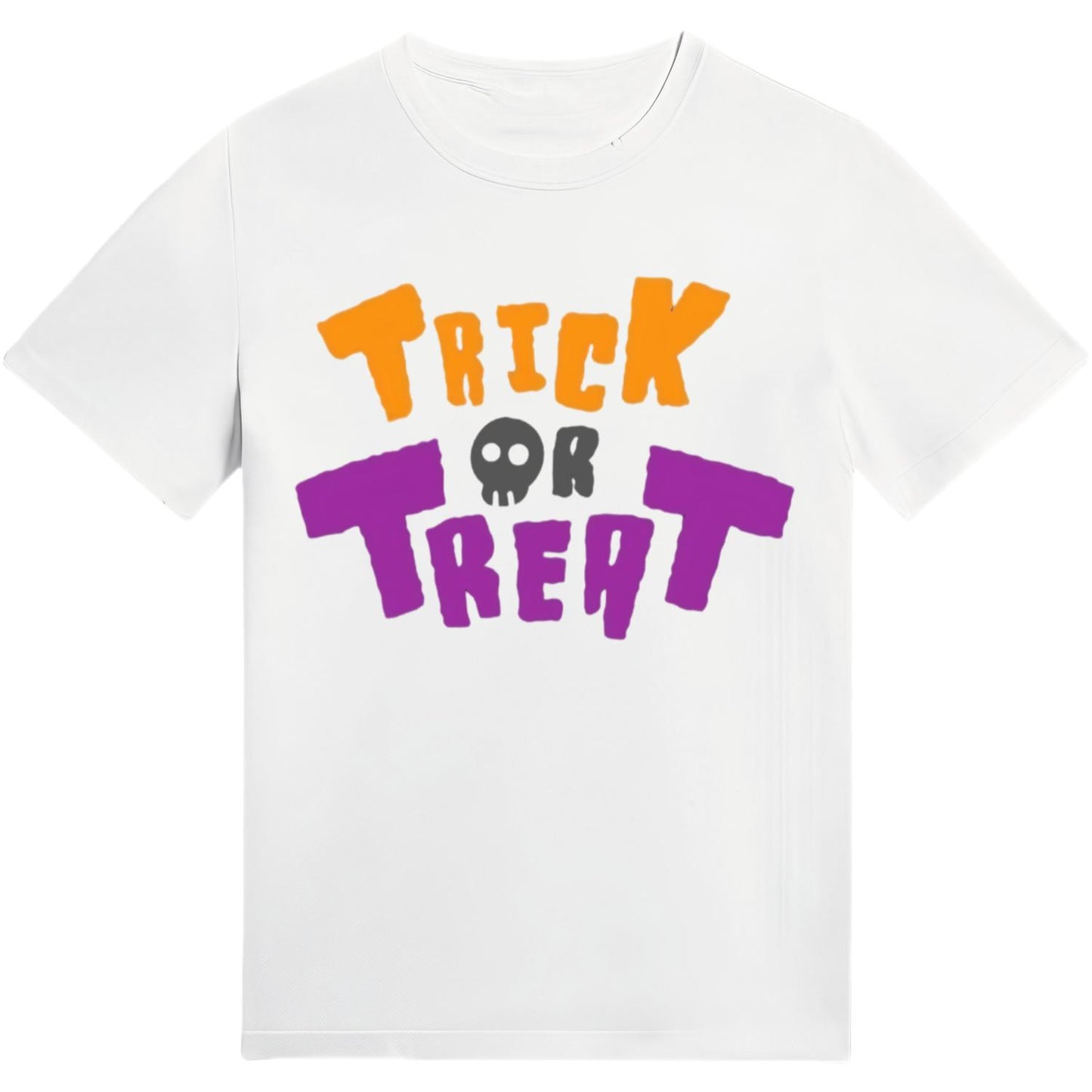 Unisex Halloween T Shirt Trick or Treat Skull Print Loose Fit Tee Couple Matching Shirts for Halloween Party