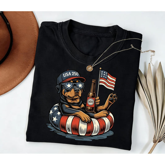 Humorous Fourth of July Dog Shirt Featuring Dachshund Celebrating Independence Day and Patriotic Themes for Dog Lovers