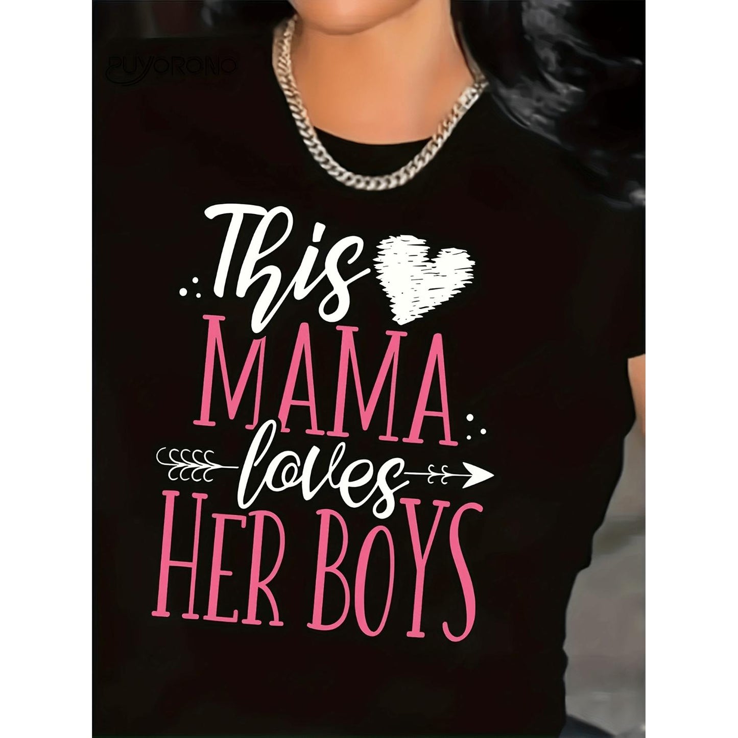 Casual Women's T Shirt with Heart Symbol for Mothers Perfect for Daily Wear and Birthdays