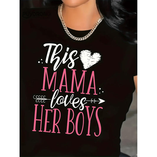 Casual Women's T Shirt with Heart Symbol for Mothers Perfect for Daily Wear and Birthdays