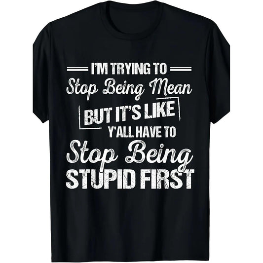 Comfortable Universal Humor TShirt Featuring the Message Striving to Be Kinder with a Round Neck and Short Sleeves