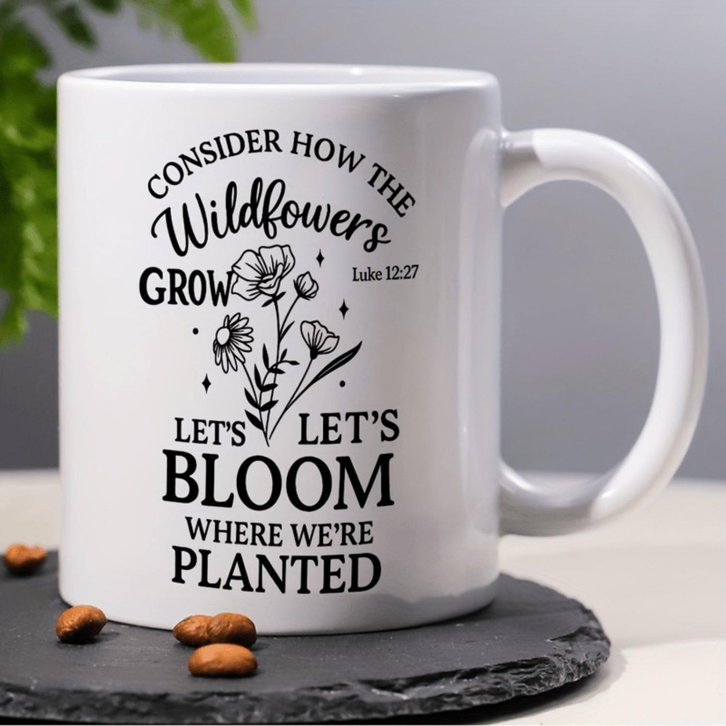1pc 11oz Ceramic Coffee Mug with Inspirational Quote & Floral Design - Pink Accents, Uplifting Gift for Wife, Husband, Valentine’s Day, Hand Wash Only, Coffee Cup, Motivational Kitchenware, Contrasting Interior, Home Kitchenware,