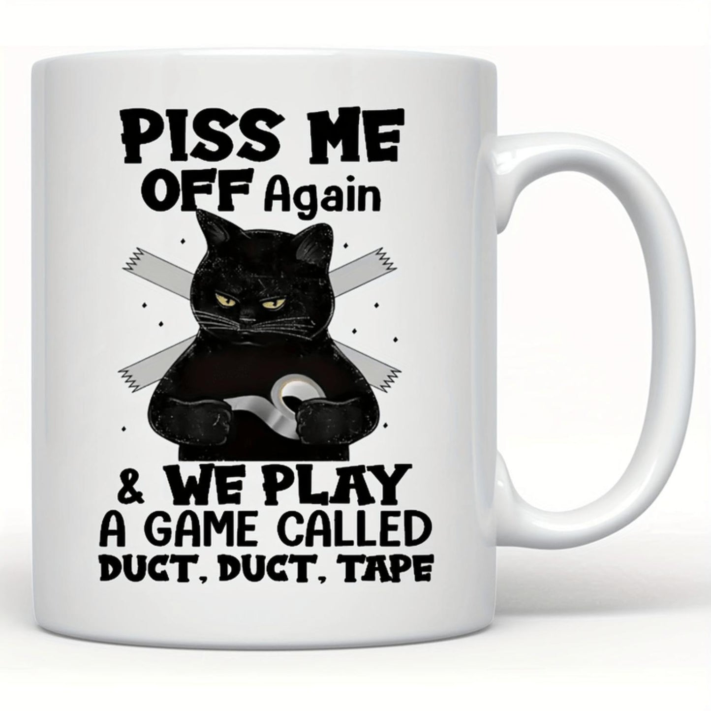 1pc Ceramic Coffee Cup - Black Cat Design - 11oz Home Office Mug For Coffee Lovers