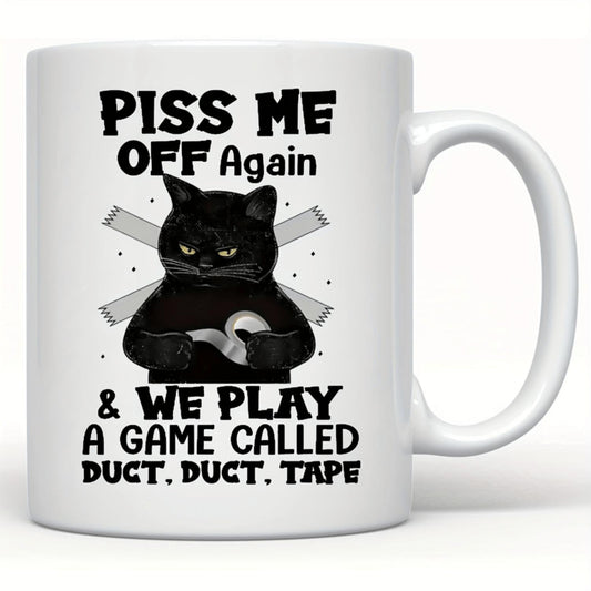 1pc Ceramic Coffee Cup - Black Cat Design - 11oz Home Office Mug For Coffee Lovers