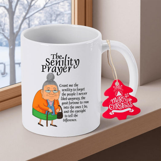 11oz/350ml Senility Prayer Ceramic Coffee Mug - Non-Slip -Friendly Cup with Animal Print (Cows/Cats/Dogs), Hand Wash Only, Durable Tea/Cocoa Cup for Seniors, Grandpa, Holiday Gift for Christmas, Halloween, Home Use - Multi-Use Milk Cup