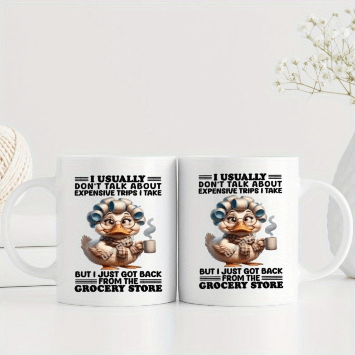 1pc 11oz, Ceramic Coffee Mug. Whimsical Duck Ceramic Coffee Mug - Microwave Safe, Dishwasher Safe with Humorous "I Didn't Talk About That" Design - Perfect Gift for Birthdays, Christmas, Mother's Day - Great for Home, Office Use