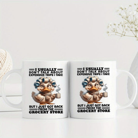 1pc 11oz, Ceramic Coffee Mug. Whimsical Duck Ceramic Coffee Mug - Microwave Safe, Dishwasher Safe with Humorous "I Didn't Talk About That" Design - Perfect Gift for Birthdays, Christmas, Mother's Day - Great for Home, Office Use