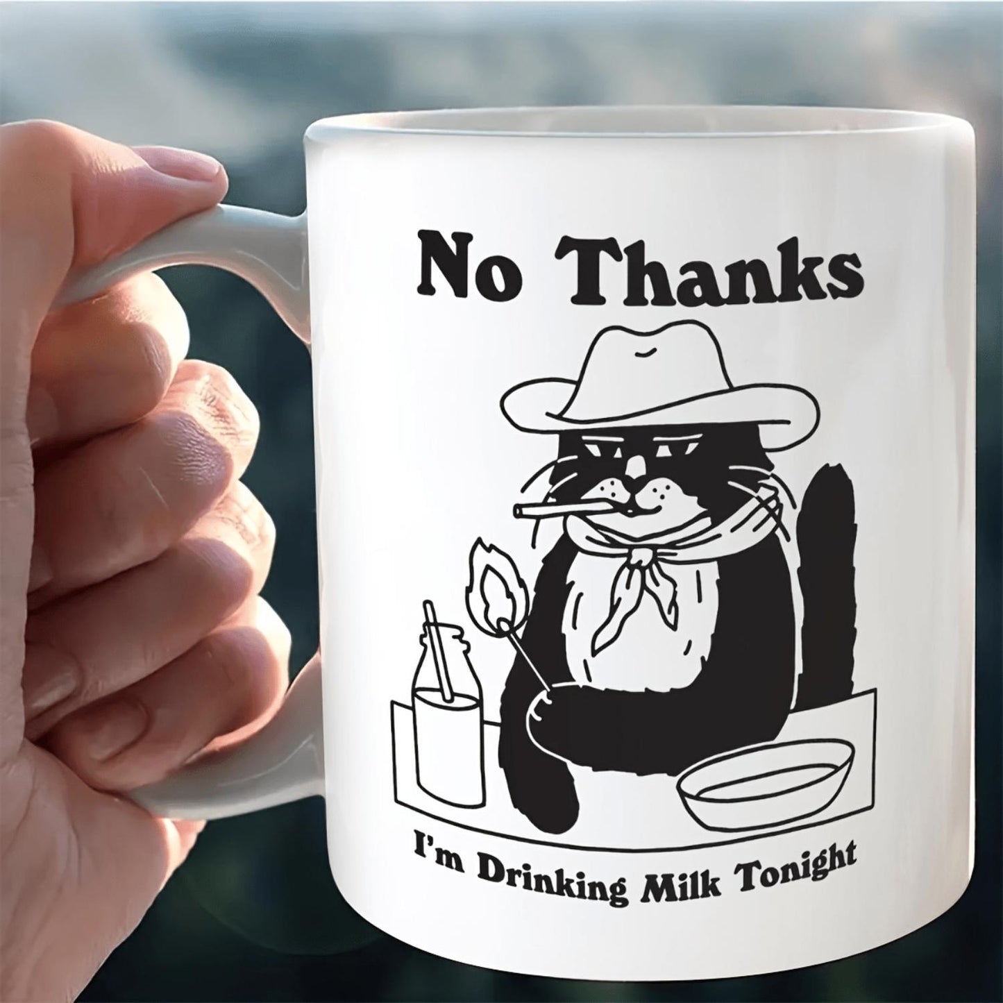 1pc 11oz Cowboy Cat Mug 11oz – “I’m Drinking Milk Tonight” Funny Western Cup