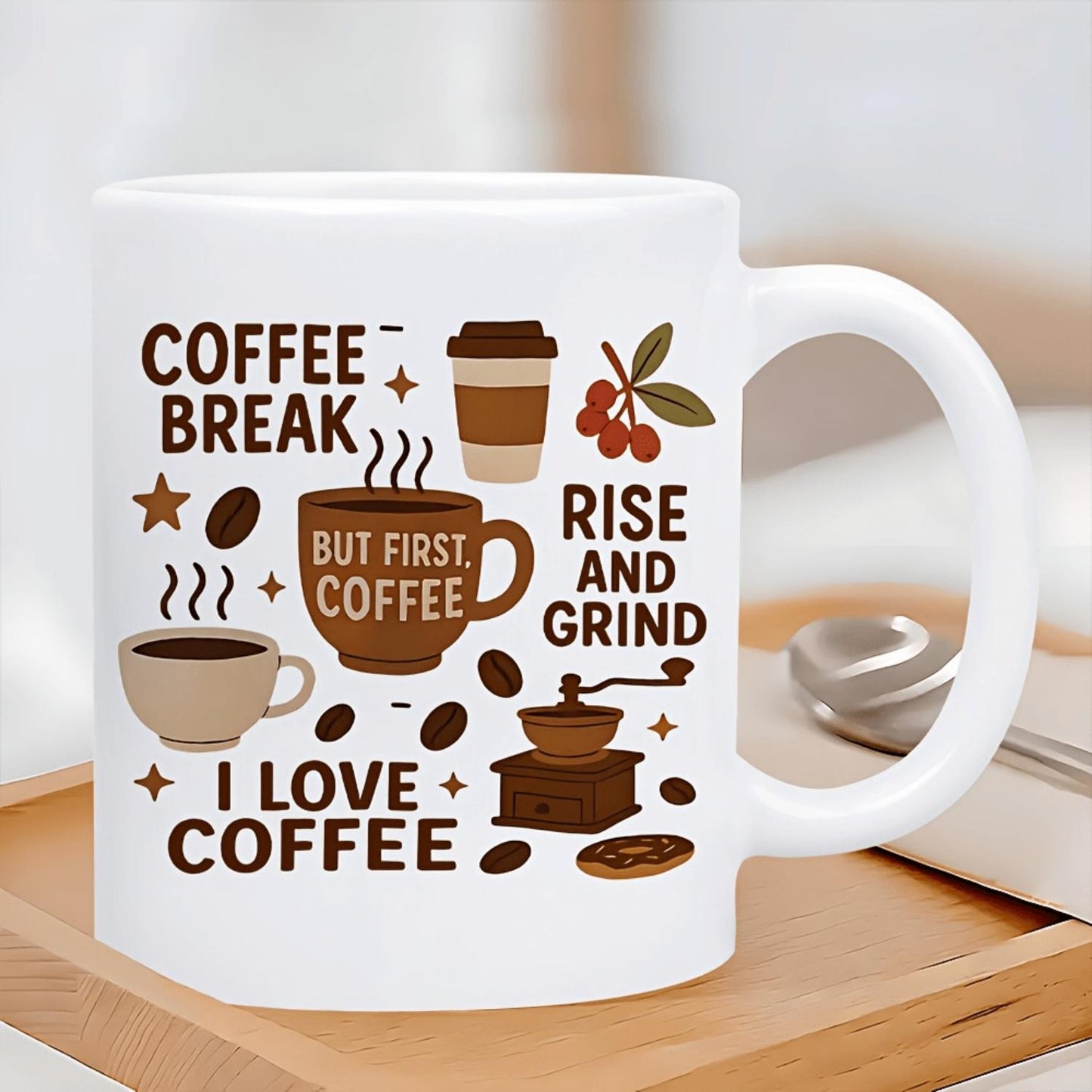 1pc 11oz “Coffee Before Talkie” Funny Quote Mug