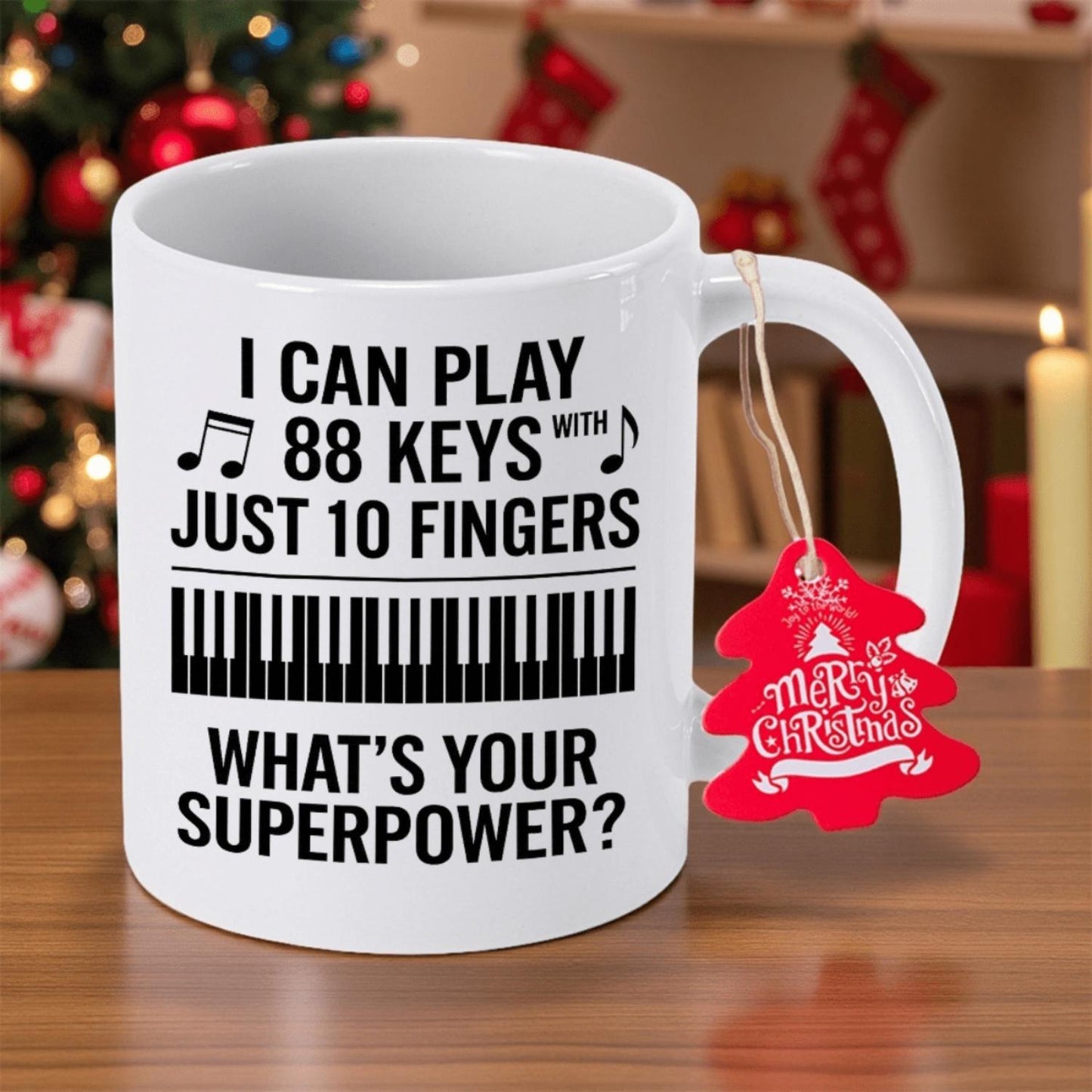Music Note & Piano Key Ceramic Coffee Mug with Funny Piano Hand Chart Design - 11oz (350ml) Piano Key Numbers 1-10 & Music Symbols Cup, Hand Wash Only Gift for Musicians, Students, Teachers, Music Lovers