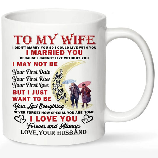 To My Wife Coffee Mug, 1 Count Ceramic Coffee Cup, Beverage Mug, Romantic Anniversary & Birthday Gifts for Wife From Husband
