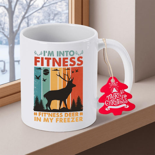 Funny Hunting Hunter GiftFitness Deer 11oz 350mlCeramic Coffee Mug Coffee Cup for nurses appreciation gift Thanksgiving Gift for friends Milk Cup Classic Style Perfect Gift for any occasion camping trip essential outdoor activities use New Year Gift