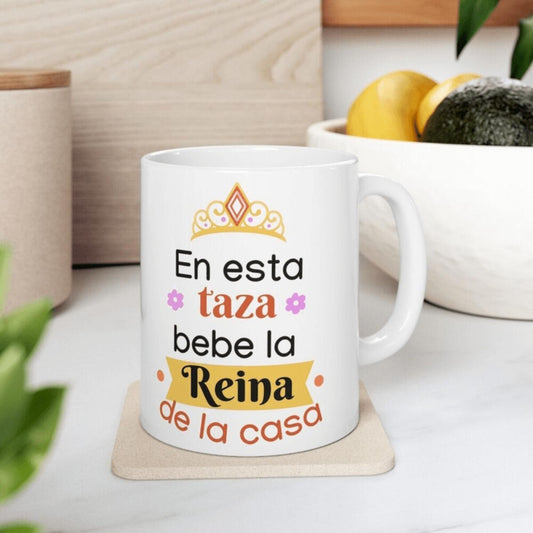 11oz White Ceramic Mug with Spanish Letter Print & Floral Design - Insulating Coffee Tea Cup, Hand Wash Only, Perfect for Everyday Use or Mother's Day New Year Gift, Coffee Mug