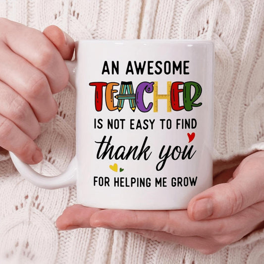 Thank You for Helping Me Grow 11oz Teacher Mug - Perfect Educator Appreciation Gift