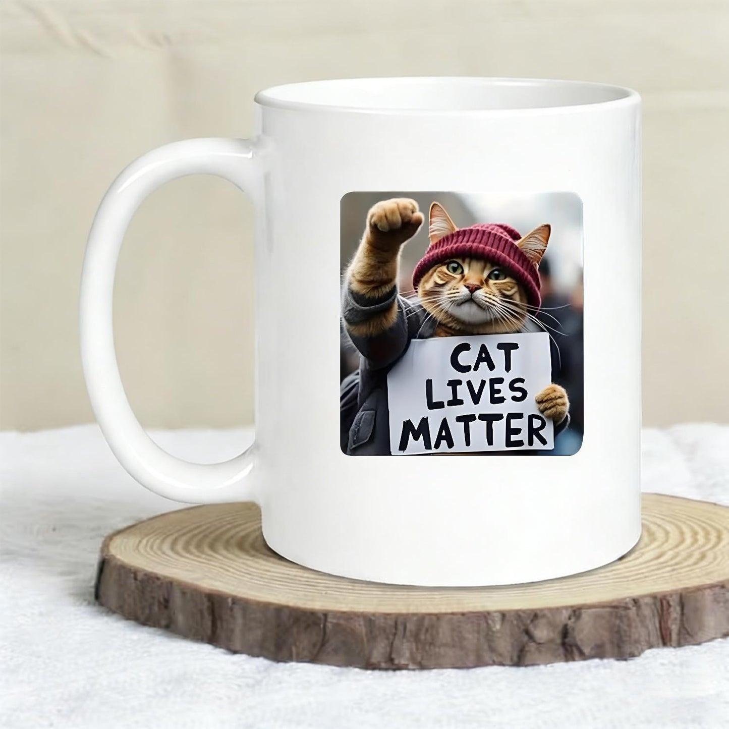 Funny Cat Graphic mug with Geometric Design
