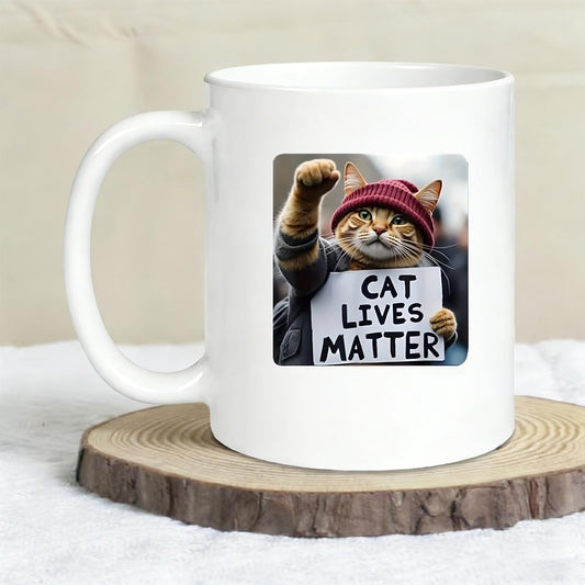 Funny Cat Graphic mug with Geometric Design